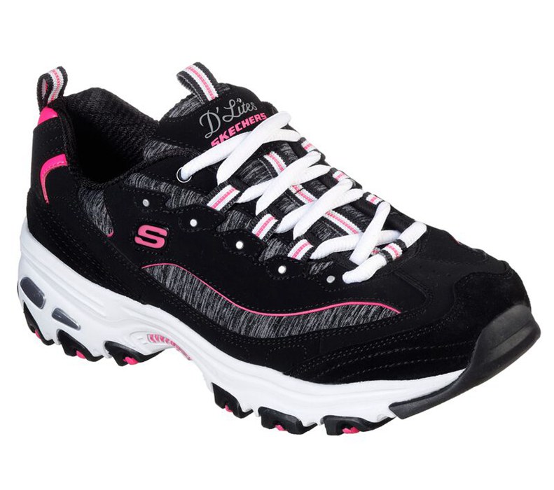 Skechers D'lites - Me Time - Womens Sneakers Black/Pink [AU-BN3564]